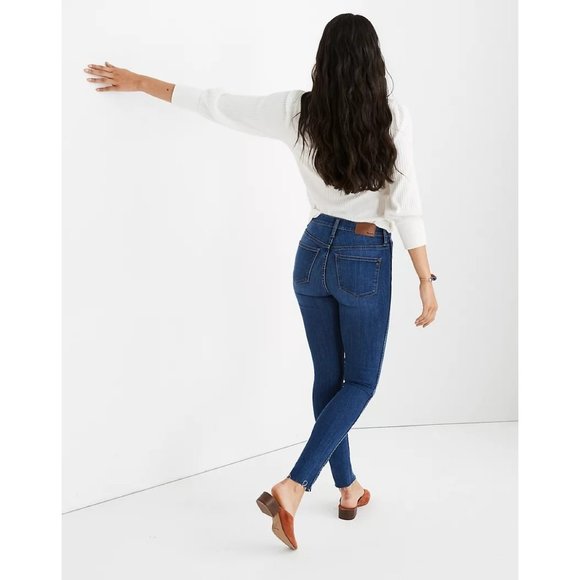Madewell 10" High-Rise Skinny Jeans Brinville Wash Button-Front Tencel Size 30 - Picture 5 of 10